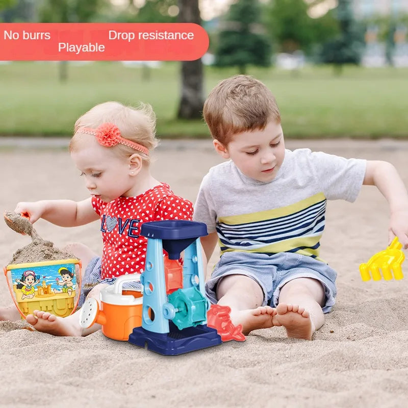 Beach Sand Play Tool Set Sand Bucket Sieve Funnel Sand Shovel Sand Wagon Watering Can Summer Outdoor Toys