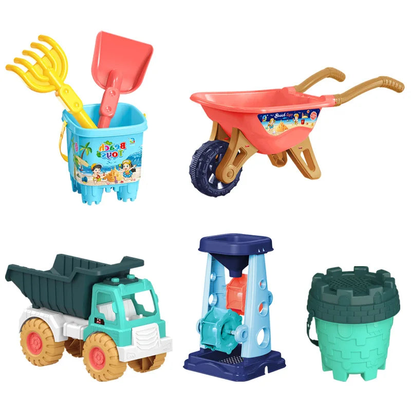 Beach Sand Play Tool Set Sand Bucket Sieve Funnel Sand Shovel Sand Wagon Watering Can Summer Outdoor Toys