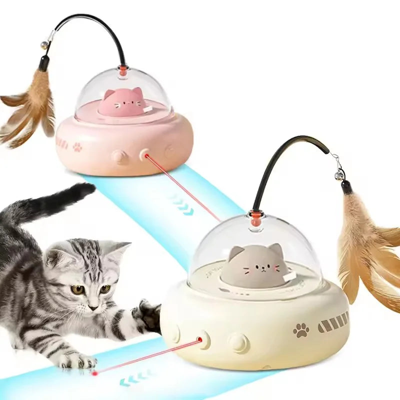 Smart Automatic Electric Cat Teaser Stick Toy with Interactive Self-Playing Car for Cats and Kittens Boredom Relief