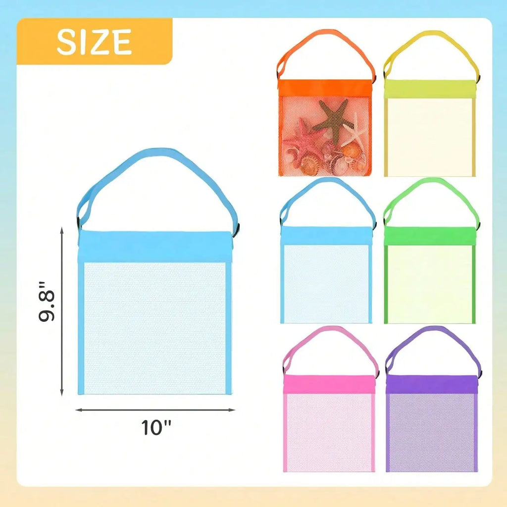 Adjustable Kids Beach Treasure Bag Mesh Crossbody Shell Collecting Sand Free Organizer Summer Beach Toy
