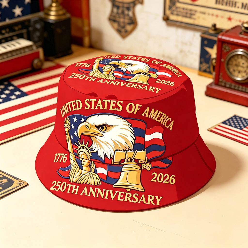 USA 250th Anniversary Bucket Hat Unisex Men Women Breathable Outdoor Travel Sun Protection 1776-2026 American Heritage Cap
