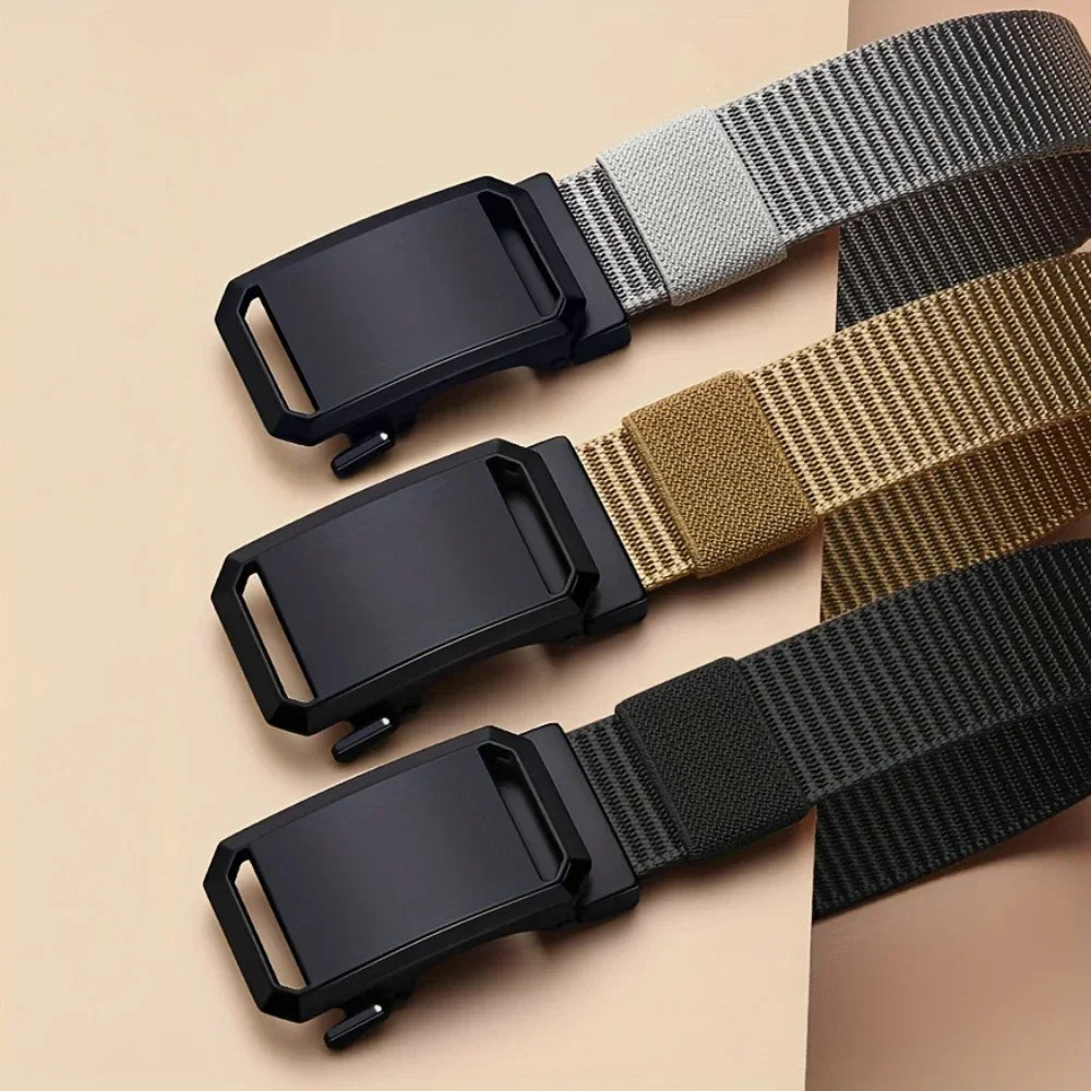 Automatic Buckle Canvas Belt for Men – Tactical Military, Outdoor, Workwear, Casual Training Pants Belt