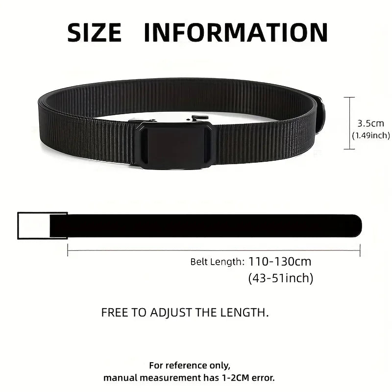 Automatic Buckle Canvas Belt for Men – Tactical Military, Outdoor, Workwear, Casual Training Pants Belt