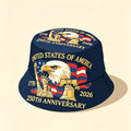 USA 250th Anniversary Bucket Hat Unisex Men Women Breathable Outdoor Travel Sun Protection 1776-2026 American Heritage Cap