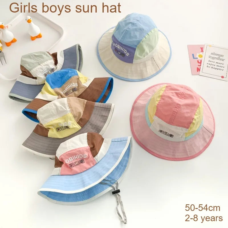 Kids Fishing Hat 50-54cm Baby Summer Sun Hat Wide Brim Breathable Outdoor Quick Dry Boys Girls Beach Cap Children Caps