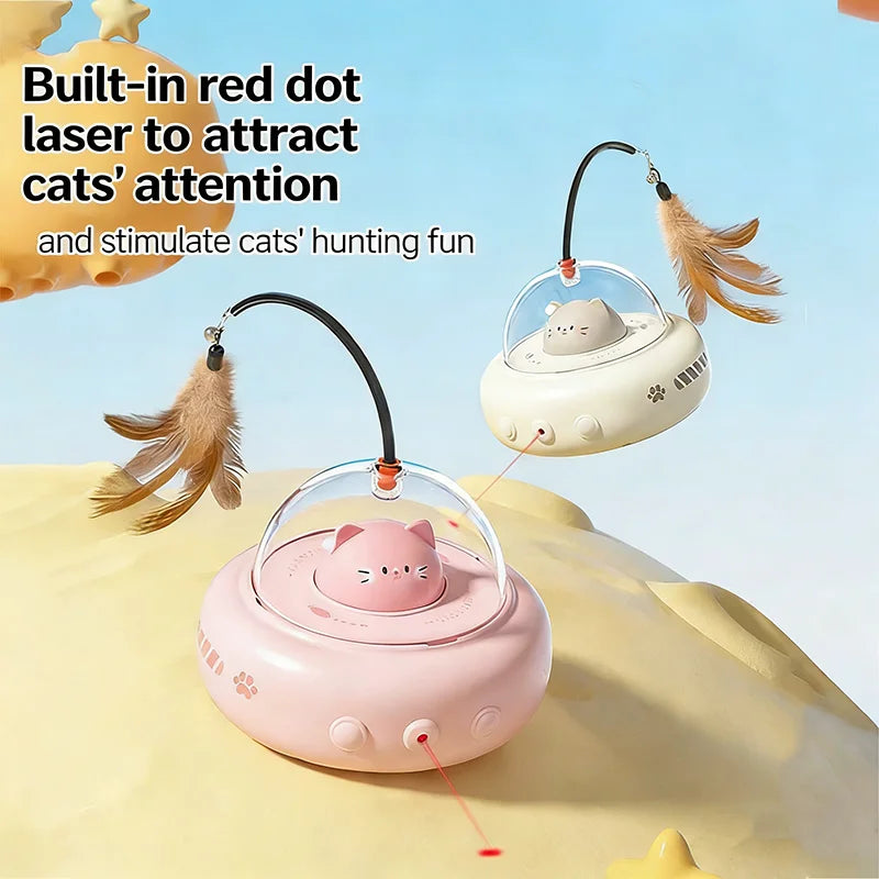 Smart Automatic Electric Cat Teaser Stick Toy with Interactive Self-Playing Car for Cats and Kittens Boredom Relief