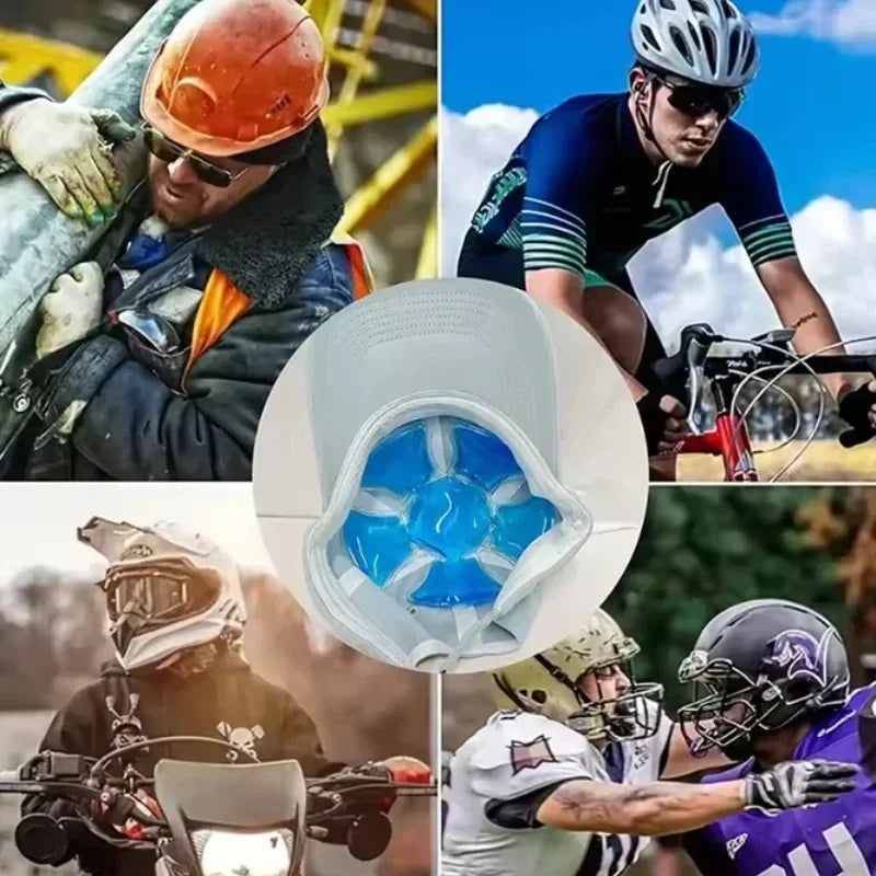 Blue PVC Gel Ice Pack - Adjustable Cooling Pad for Helmets & Hats | Reusable Cold Compress Travel Portable Outdoor Accessory