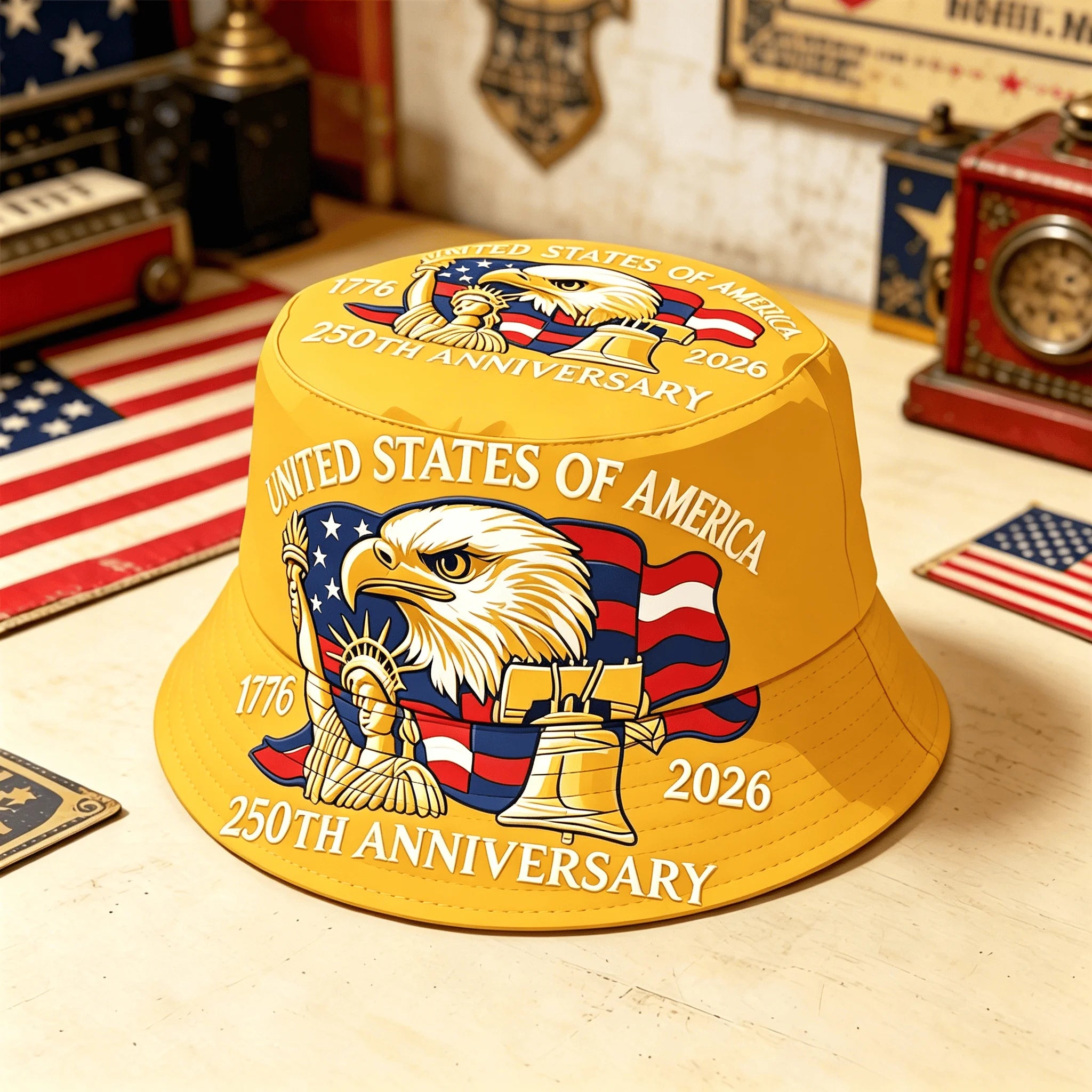 USA 250th Anniversary Bucket Hat Unisex Men Women Breathable Outdoor Travel Sun Protection 1776-2026 American Heritage Cap