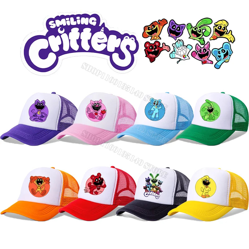 Smilings Critters Baseball Cap Cartoon Summer Kids Caps Anime Print Children Adult Base Hat Boys Girl Casual Sunshade Hats Decor