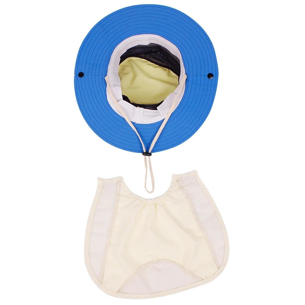 Summer Children Bucket Hat with Shawl Quick-dry Kids Sun Hats Neck Protection Child Panama Cap for Girls Boys Beach Travel 4-10Y