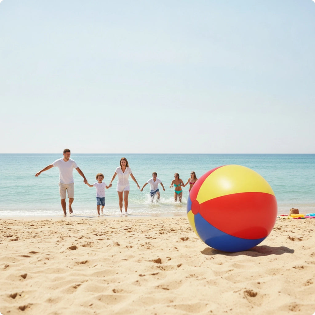 Bright Rainbow Colors Plaything Sealed Valve Large Beach Ball Toy Multicolor PVC Beach Ball for Outdoor Play, Families