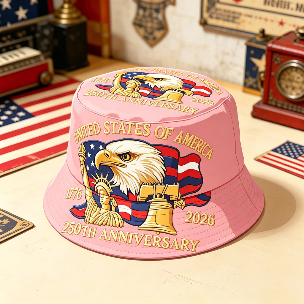 USA 250th Anniversary Bucket Hat Unisex Men Women Breathable Outdoor Travel Sun Protection 1776-2026 American Heritage Cap