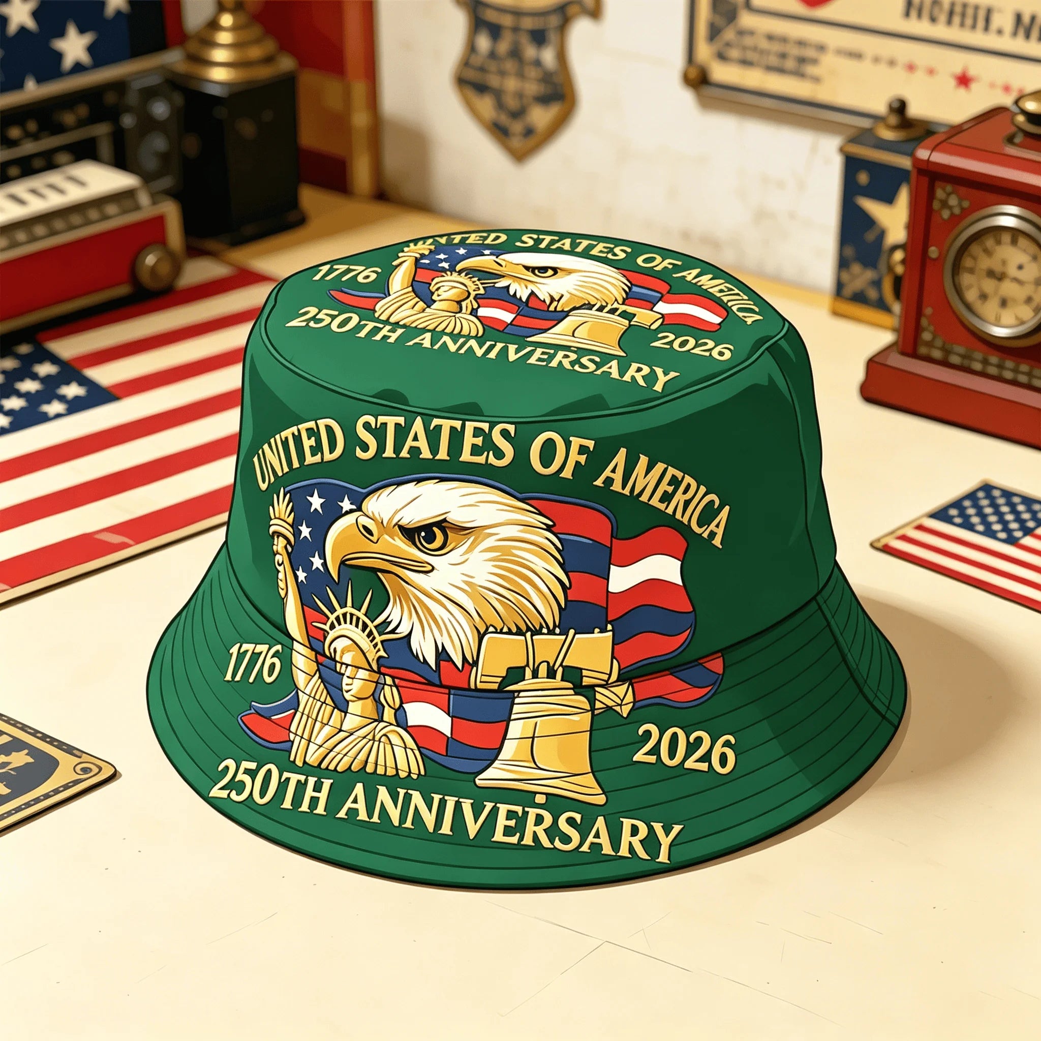 USA 250th Anniversary Bucket Hat Unisex Men Women Breathable Outdoor Travel Sun Protection 1776-2026 American Heritage Cap
