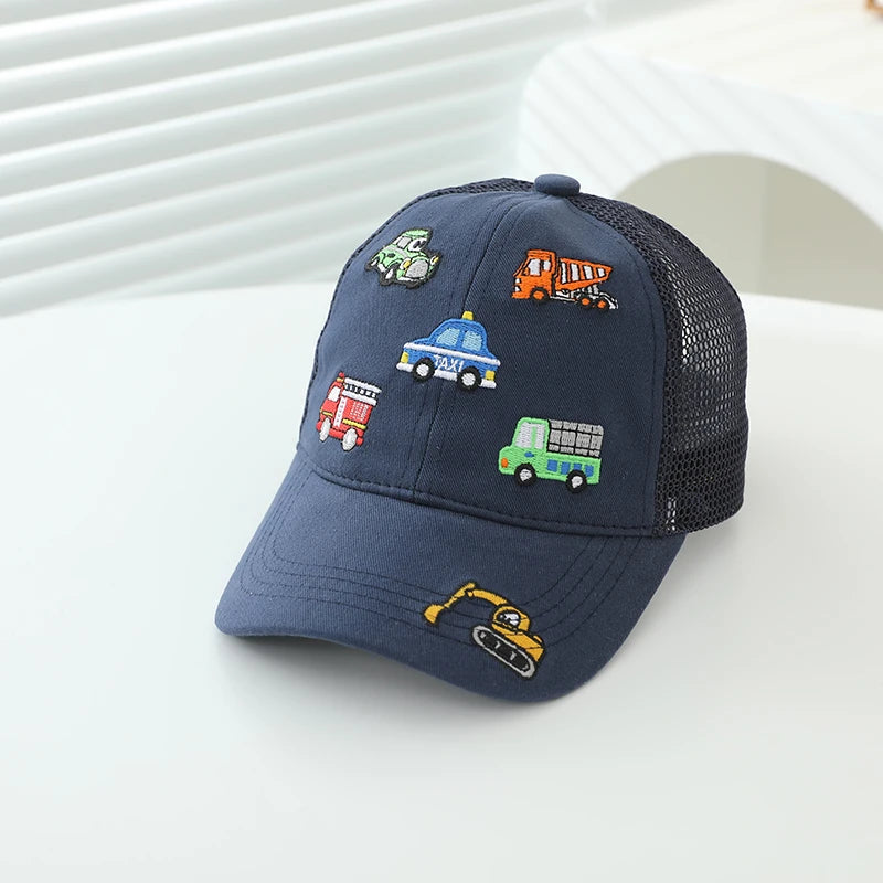 Children 2026 Summer New Kids Baseball Caps for Girls Boys Spring Baby Sun Hats Cartoon Vehicles Toddler Peaked Caps