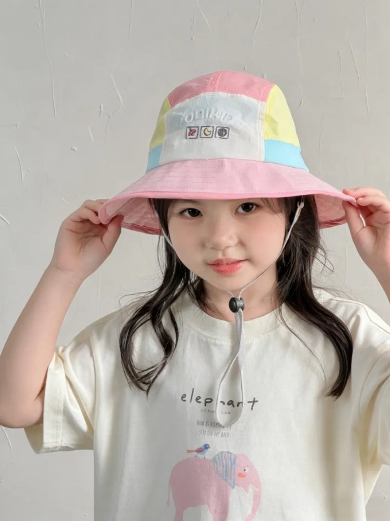 Kids Fishing Hat 50-54cm Baby Summer Sun Hat Wide Brim Breathable Outdoor Quick Dry Boys Girls Beach Cap Children Caps