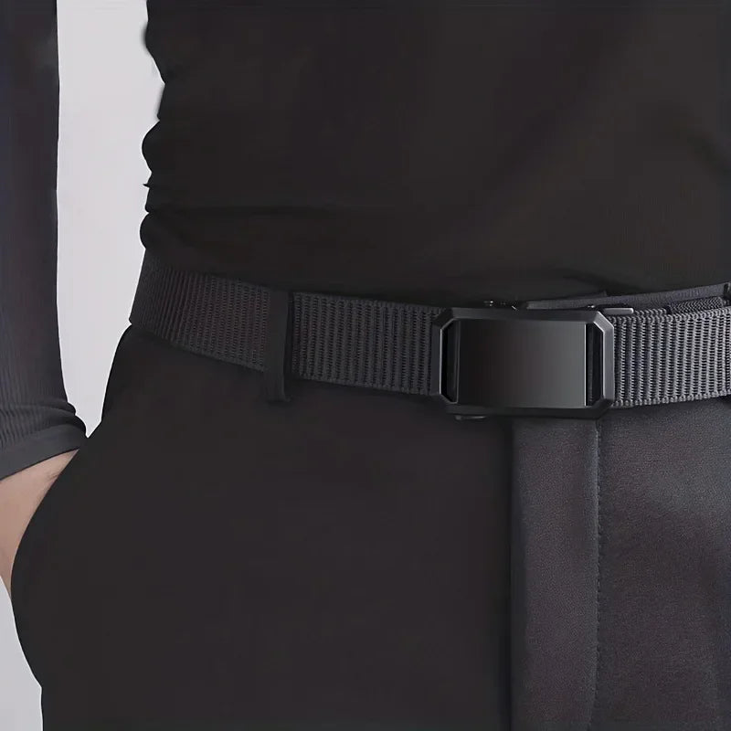 Automatic Buckle Canvas Belt for Men – Tactical Military, Outdoor, Workwear, Casual Training Pants Belt