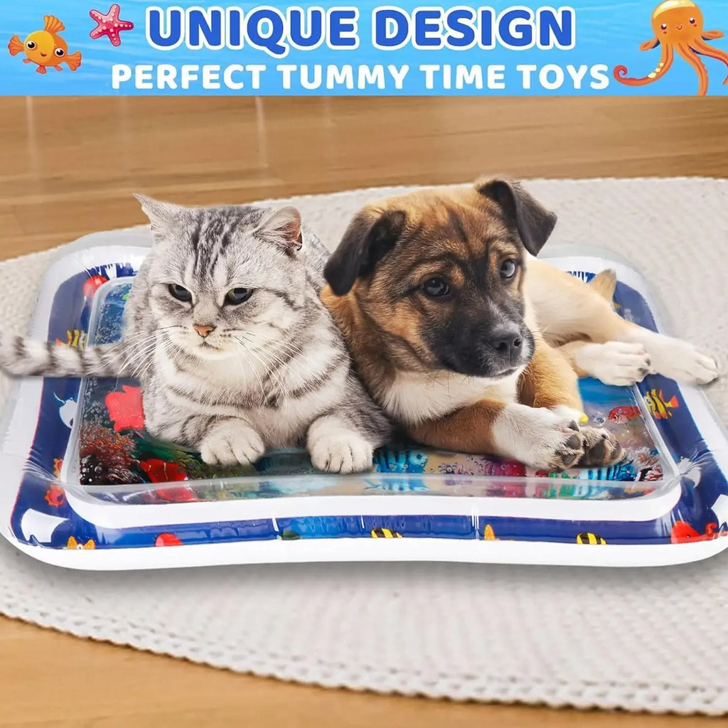 PVC Inflatable Water Play Mat Cooling Sensory Pad for Cats and Dogs Indoor Outdoor Pet Toy