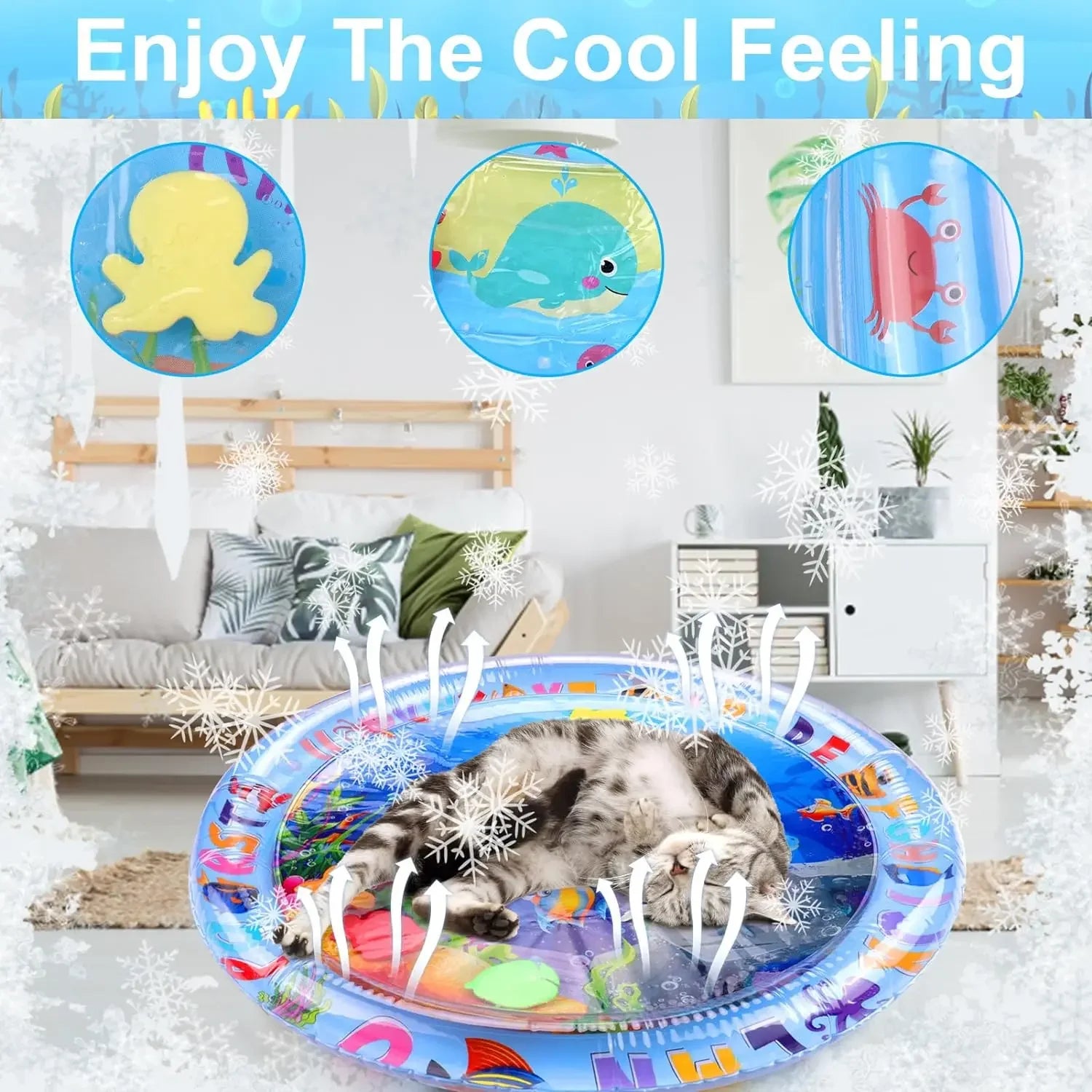 PVC Inflatable Water Play Mat Cooling Sensory Pad for Cats and Dogs Indoor Outdoor Pet Toy
