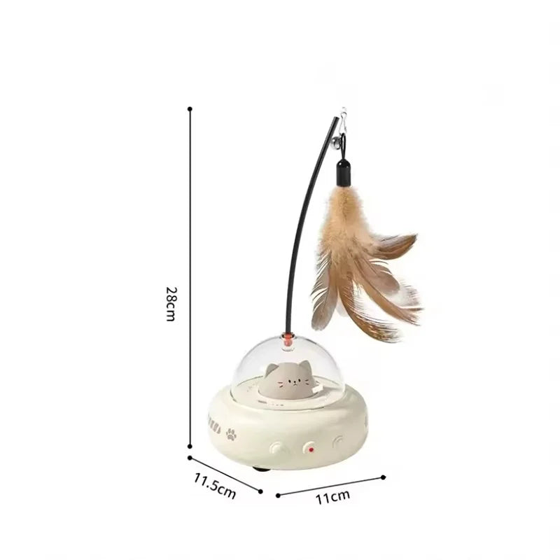Smart Automatic Electric Cat Teaser Stick Toy with Interactive Self-Playing Car for Cats and Kittens Boredom Relief