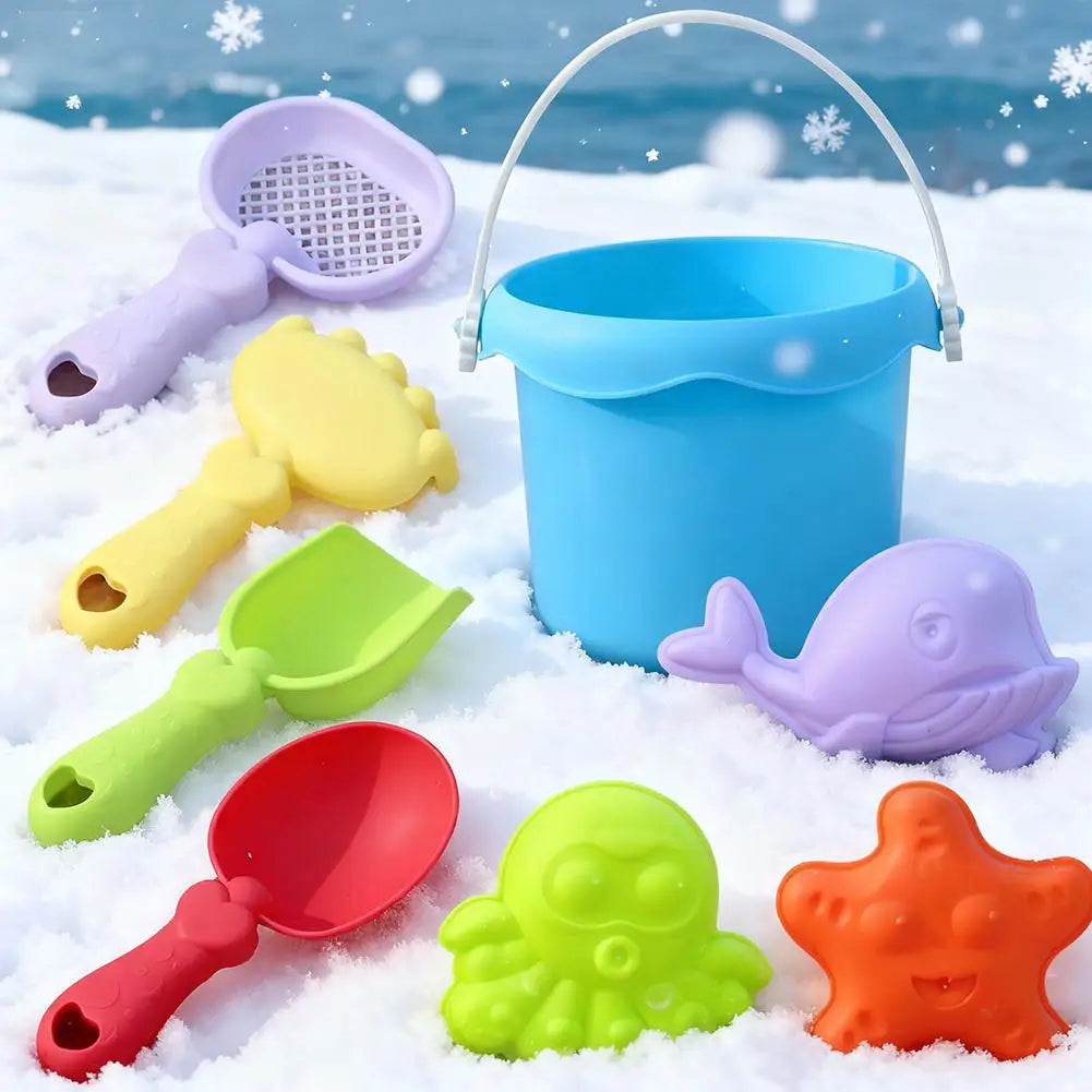 Mini Beach Toy Set Shovels Buckets & Sea-themed Molds For Kids Beach Fun Sandcastle Building Kit Outdoor Sand Toys For Toddler