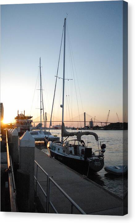 Boats Docked at Sunset - Canvas Print