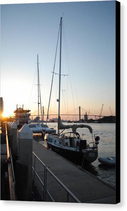 Boats Docked at Sunset - Canvas Print