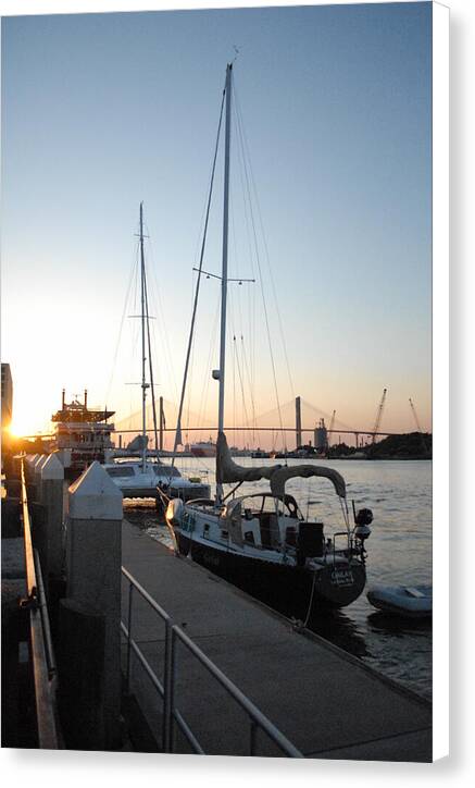 Boats Docked at Sunset - Canvas Print