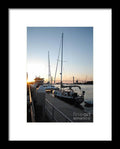 Boats Docked at Sunset Framed Print Ready to Hang Wall Art