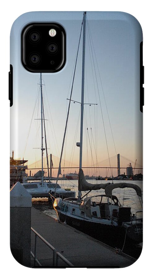 Boats Docked at Sunset iPhone Case by Melia LLC - Slim Impact-Resistant Phone Cover