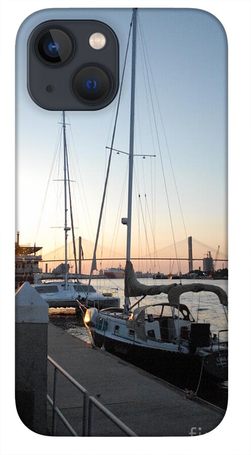 Boats Docked at Sunset iPhone Case by Melia LLC - Slim Impact-Resistant Phone Cover