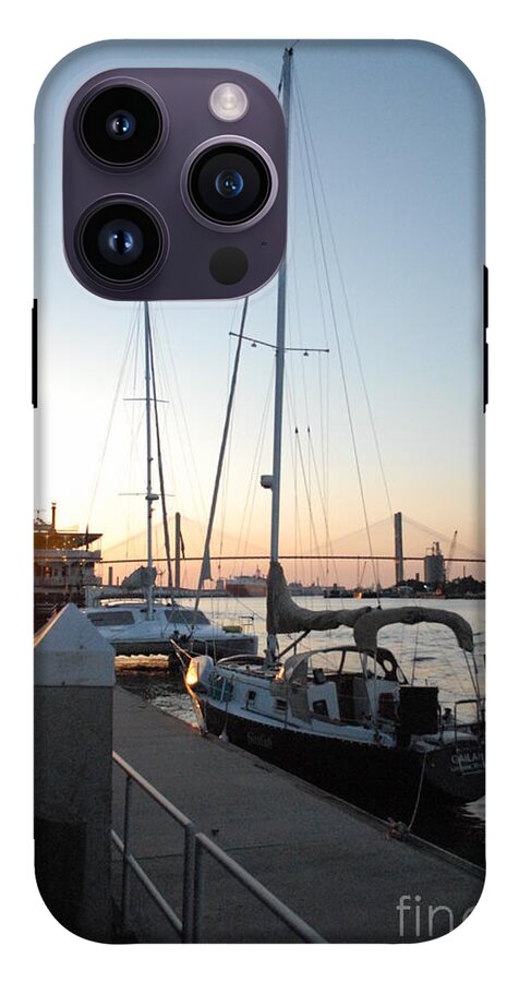 Boats Docked at Sunset iPhone Case by Melia LLC - Slim Impact-Resistant Phone Cover