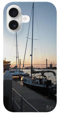 Boats Docked at Sunset iPhone Case by Melia LLC - Slim Impact-Resistant Phone Cover