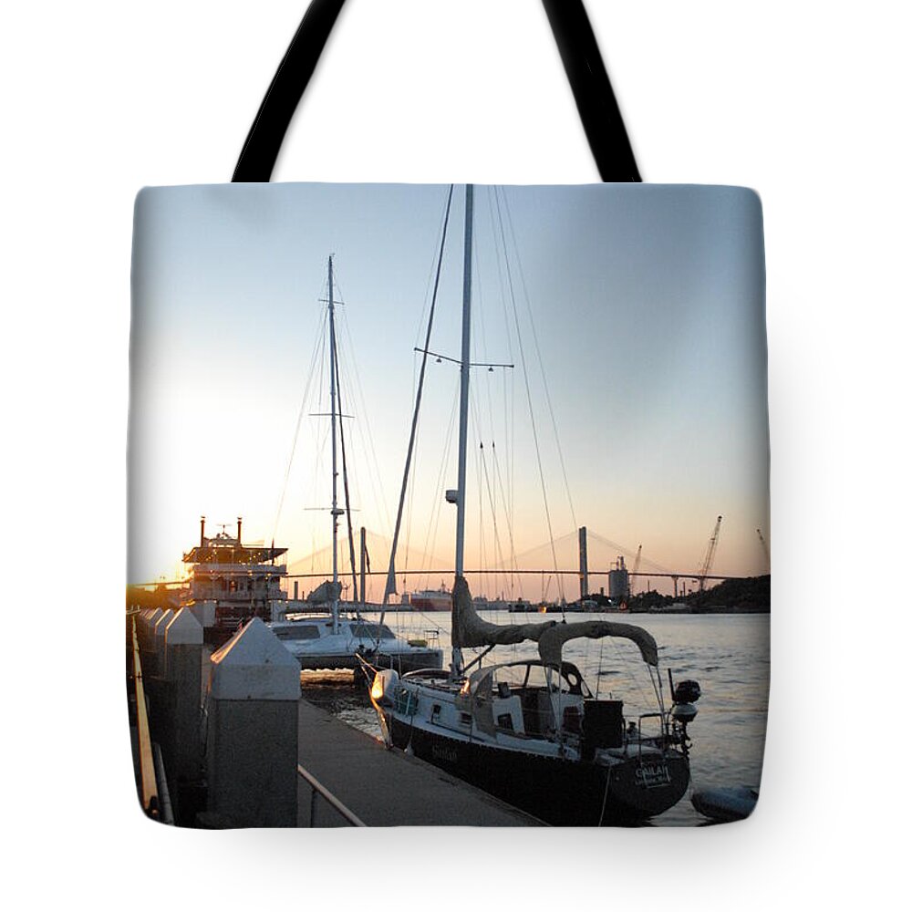 Boats Docked at Sunset - Tote Bag