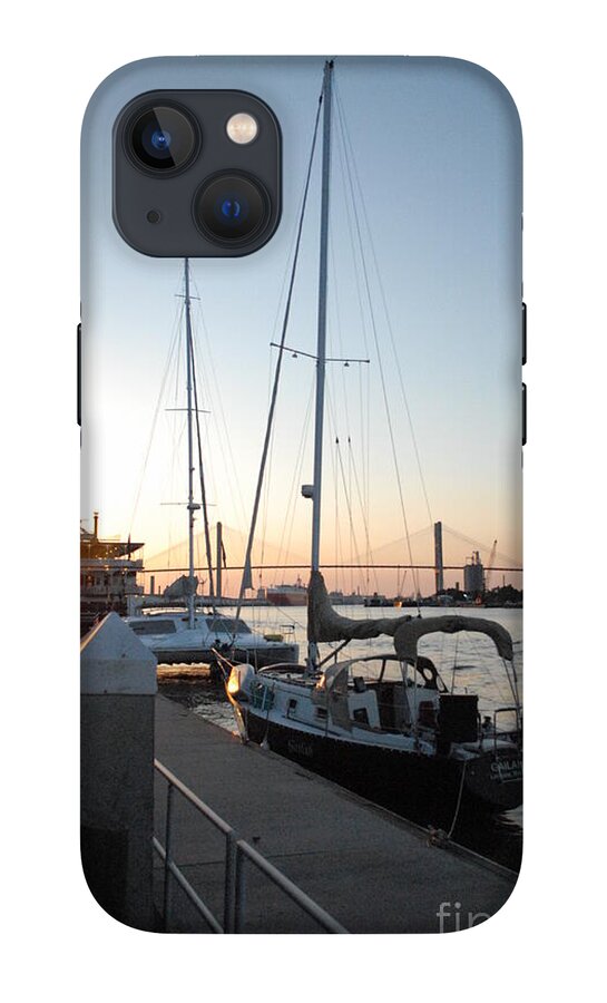 Boats Docked at Sunset iPhone Case by Melia LLC - Slim Impact-Resistant Phone Cover