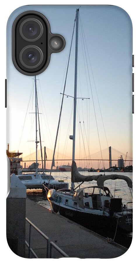 Boats Docked at Sunset iPhone Case by Melia LLC - Slim Impact-Resistant Phone Cover