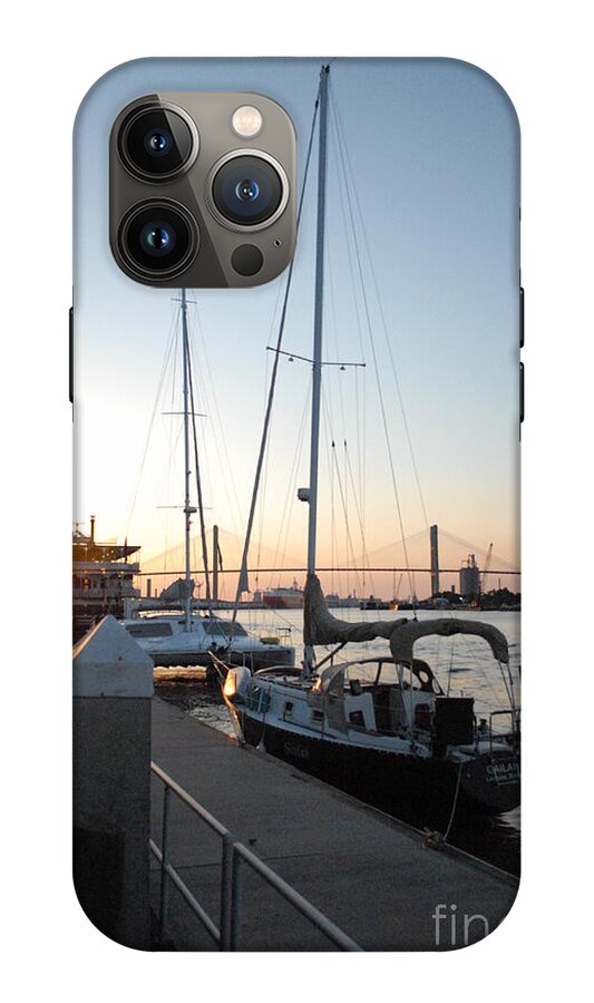 Boats Docked at Sunset iPhone Case by Melia LLC - Slim Impact-Resistant Phone Cover