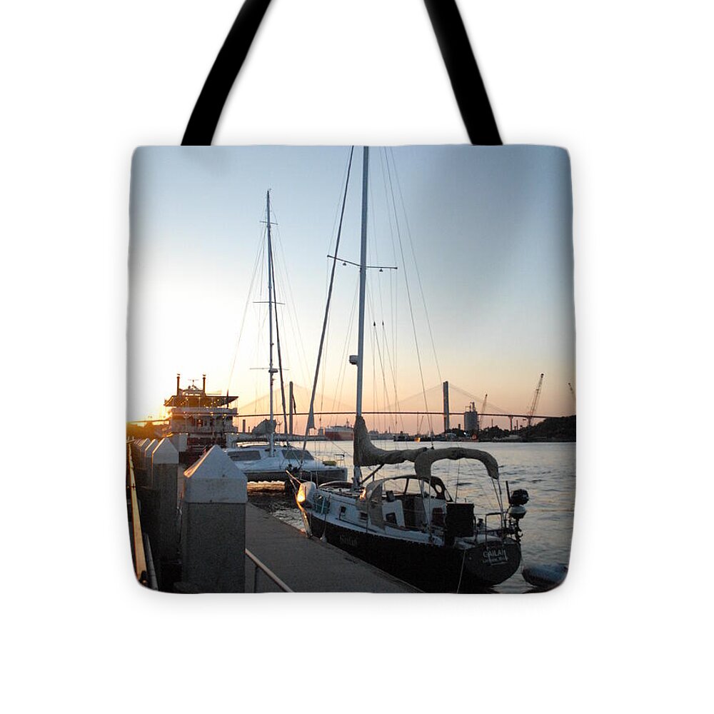 Boats Docked at Sunset - Tote Bag