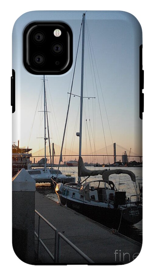 Boats Docked at Sunset iPhone Case by Melia LLC - Slim Impact-Resistant Phone Cover