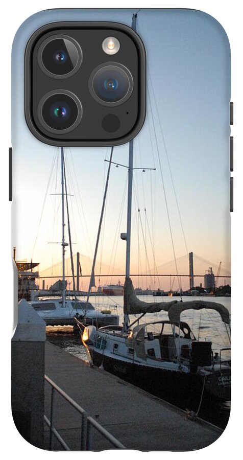 Boats Docked at Sunset iPhone Case by Melia LLC - Slim Impact-Resistant Phone Cover