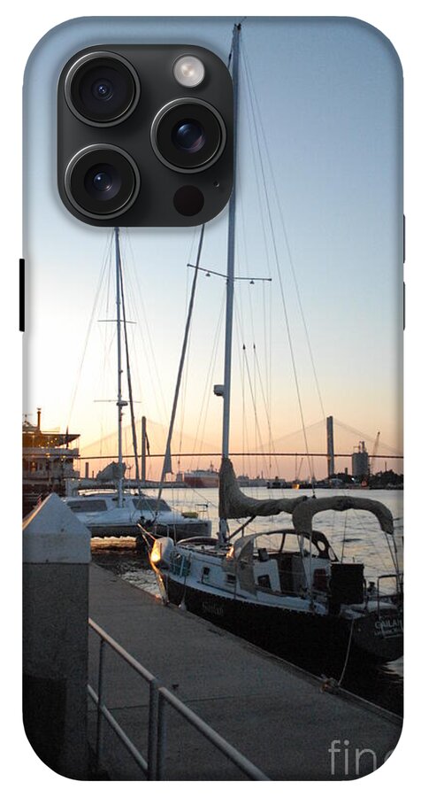 Boats Docked at Sunset iPhone Case by Melia LLC - Slim Impact-Resistant Phone Cover
