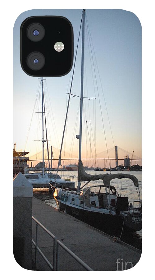 Boats Docked at Sunset iPhone Case by Melia LLC - Slim Impact-Resistant Phone Cover