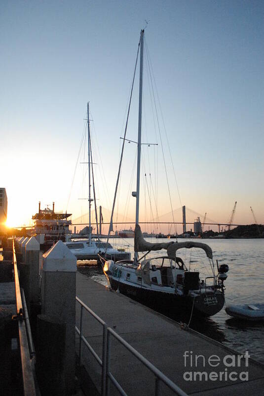 Boats Docked at Sunset Art Print by Melia LLC – Archival Quality Wall Decor