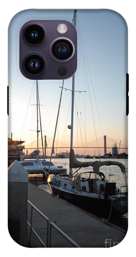 Boats Docked at Sunset iPhone Case by Melia LLC - Slim Impact-Resistant Phone Cover