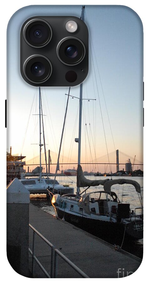Boats Docked at Sunset iPhone Case by Melia LLC - Slim Impact-Resistant Phone Cover