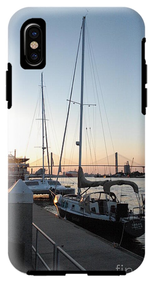 Boats Docked at Sunset iPhone Case by Melia LLC - Slim Impact-Resistant Phone Cover