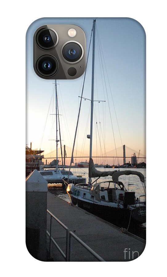 Boats Docked at Sunset iPhone Case by Melia LLC - Slim Impact-Resistant Phone Cover
