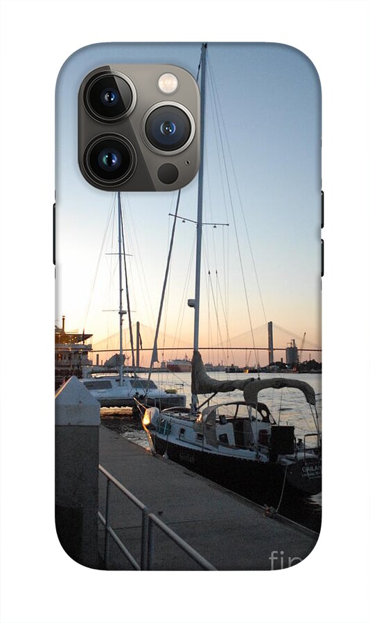 Boats Docked at Sunset iPhone Case by Melia LLC - Slim Impact-Resistant Phone Cover