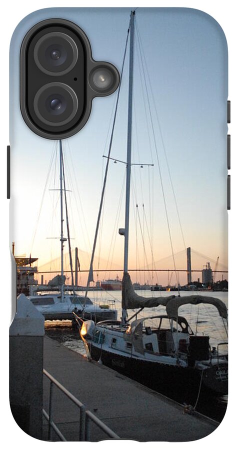 Boats Docked at Sunset iPhone Case by Melia LLC - Slim Impact-Resistant Phone Cover