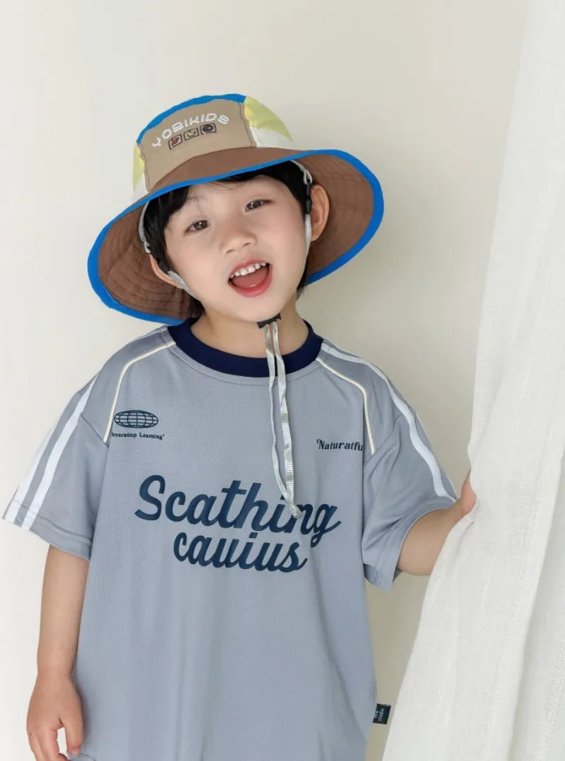 Kids Fishing Hat 50-54cm Baby Summer Sun Hat Wide Brim Breathable Outdoor Quick Dry Boys Girls Beach Cap Children Caps