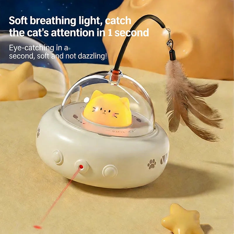 Smart Automatic Electric Cat Teaser Stick Toy with Interactive Self-Playing Car for Cats and Kittens Boredom Relief